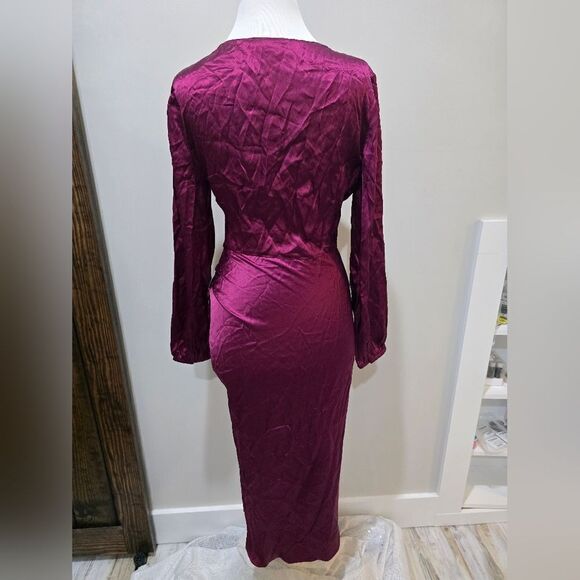 Amanda Uprichard long sleeve Roma Midi dress NWT sz Small Aubergine Purple - Picture 4 of 5